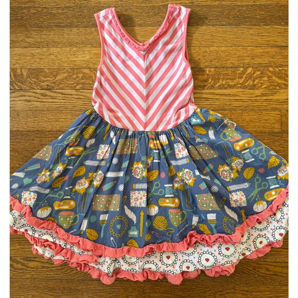 Matilda Jane Girls' Projects Print Ruffle Mixie Dress Size 6 - Picture 1 of 5
